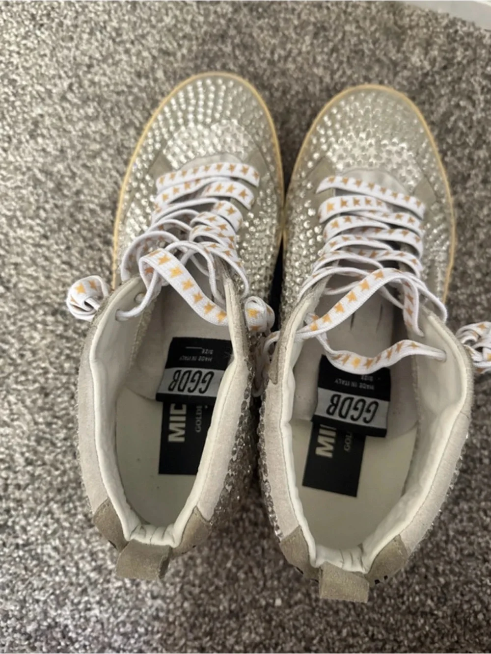 Golden Goose Silver Crystal High-Top Sneakers